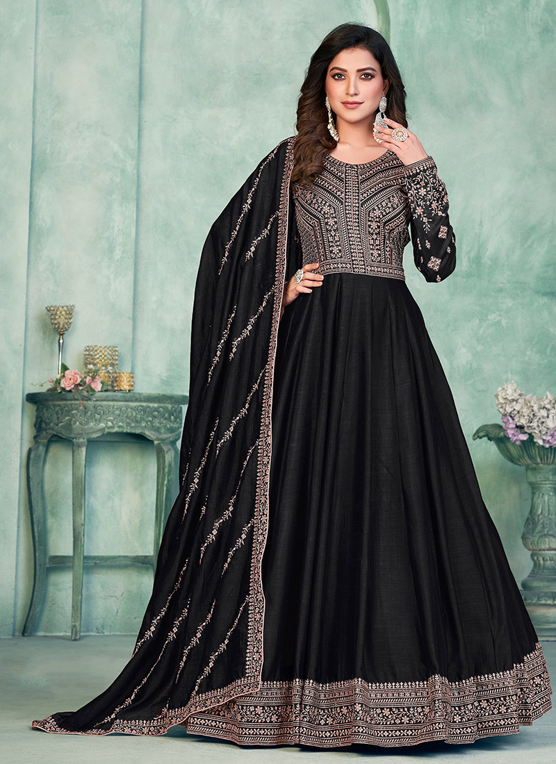Faux georgette embroidered anarkali suit 2